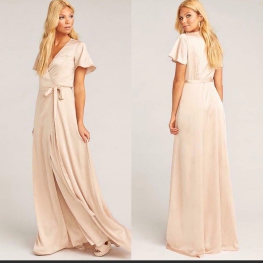 NWT Show Me Your Mumu Noelle Flutter Champagne Satin